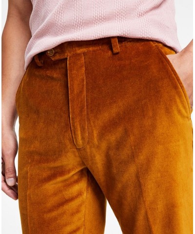 Men's Slim-Fit Velvet Dress Pants Gold $19.20 Pants