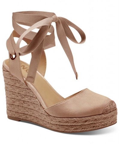 Women's Maisie Lace-Up Espadrille Wedge Sandals Pink $39.75 Shoes