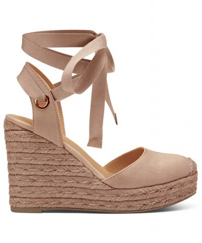 Women's Maisie Lace-Up Espadrille Wedge Sandals Pink $39.75 Shoes