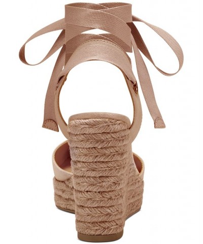 Women's Maisie Lace-Up Espadrille Wedge Sandals Pink $39.75 Shoes