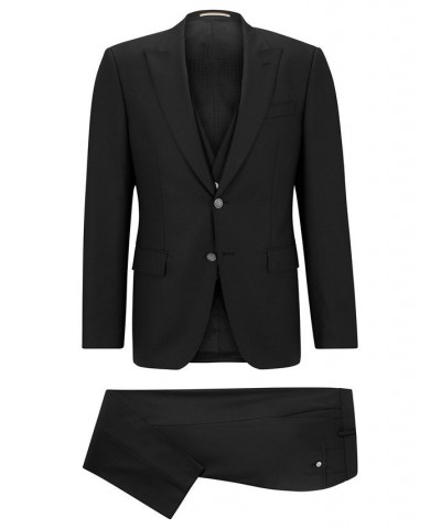 BOSS Men's Slim-Fit Micro-Patterned Wool Blend Suit, 2 Piece Set Black $352.95 Suits