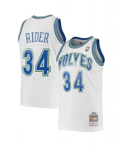 Men's Isaiah Rider White Minnesota Timberwolves 1995-96 Hardwood Classics Swingman Jersey $44.95 Jersey