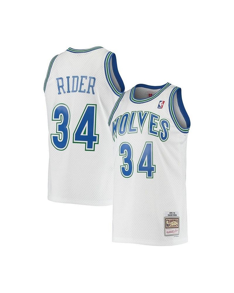 Men's Isaiah Rider White Minnesota Timberwolves 1995-96 Hardwood Classics Swingman Jersey $44.95 Jersey