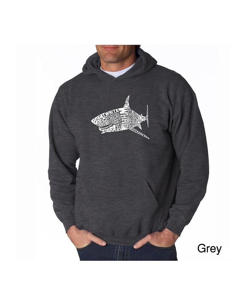 Men's Word Art Hoodie - Shark Species Gray $28.20 Sweatshirt