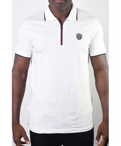 Men's Basic Short Sleeve Stripe Polo White $26.46 Polo Shirts