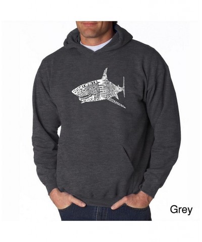 Men's Word Art Hoodie - Shark Species Gray $28.20 Sweatshirt