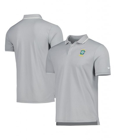 Men's Gray Brazil National Team Collegiate Polo Shirt $33.14 Polo Shirts