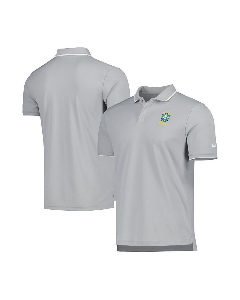 Men's Gray Brazil National Team Collegiate Polo Shirt $33.14 Polo Shirts