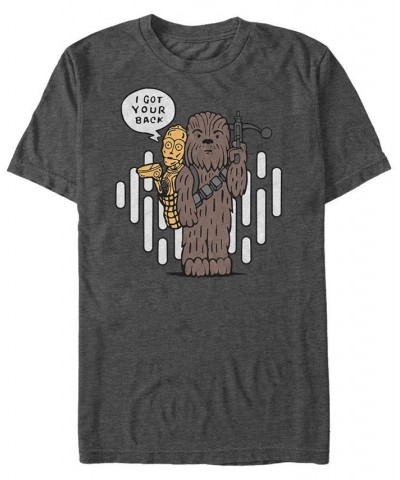 Star Wars Men's Classic Cute Chewie And C-3Po Cartoon Short Sleeve T-Shirt Gray $15.75 T-Shirts