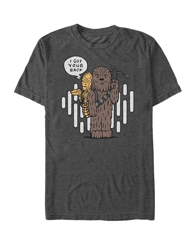 Star Wars Men's Classic Cute Chewie And C-3Po Cartoon Short Sleeve T-Shirt Gray $15.75 T-Shirts