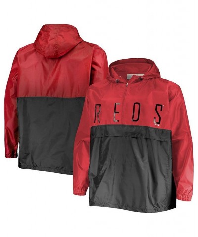 Men's Red, Black Cincinnati Reds Big and Tall Split Body Anorak Half-Zip Jacket $38.24 Jackets