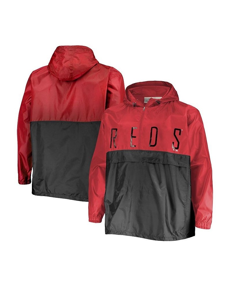 Men's Red, Black Cincinnati Reds Big and Tall Split Body Anorak Half-Zip Jacket $38.24 Jackets