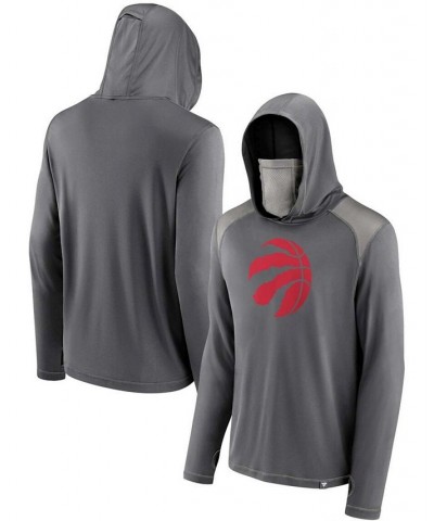 Men's Gray Toronto Raptors Rally On Pullover Hoodie with Face Covering $31.89 Sweatshirt