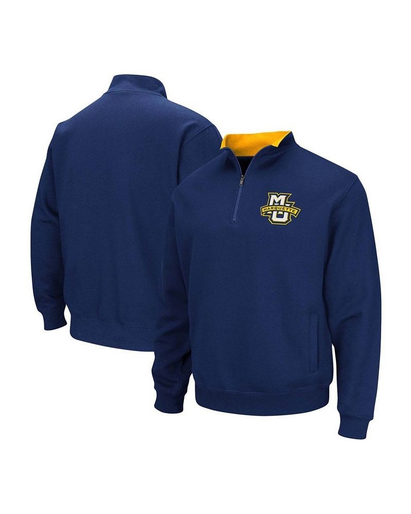 Men's Navy Marquette Golden Eagles Tortugas Logo Quarter-Zip Jacket $30.59 Sweatshirt