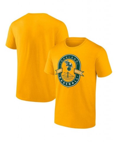 Men's Branded Gold Oakland Athletics Iconic Glory Bound T-shirt $18.40 T-Shirts