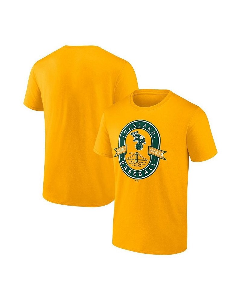 Men's Branded Gold Oakland Athletics Iconic Glory Bound T-shirt $18.40 T-Shirts