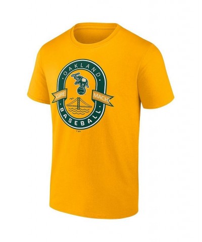 Men's Branded Gold Oakland Athletics Iconic Glory Bound T-shirt $18.40 T-Shirts