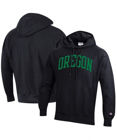 Men's Black Oregon Ducks Team Arch Reverse Weave Pullover Hoodie $51.29 Sweatshirt