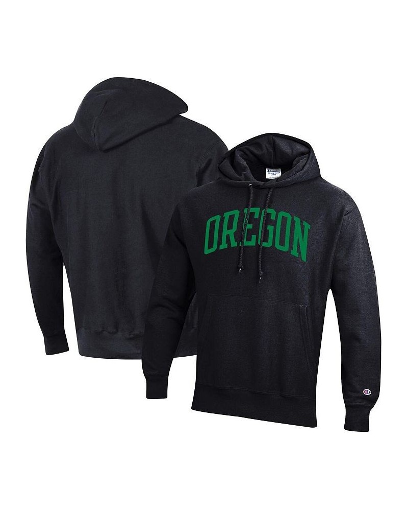 Men's Black Oregon Ducks Team Arch Reverse Weave Pullover Hoodie $51.29 Sweatshirt