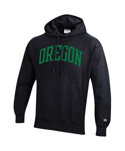 Men's Black Oregon Ducks Team Arch Reverse Weave Pullover Hoodie $51.29 Sweatshirt