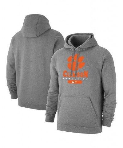 Men's Heathered Gray Clemson Tigers Big and Tall Club Stack Fleece Pullover Hoodie $37.40 Sweatshirt