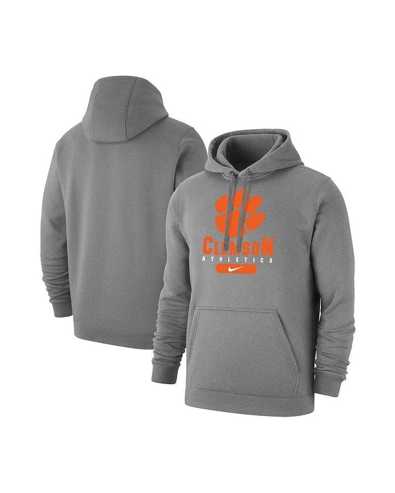 Men's Heathered Gray Clemson Tigers Big and Tall Club Stack Fleece Pullover Hoodie $37.40 Sweatshirt