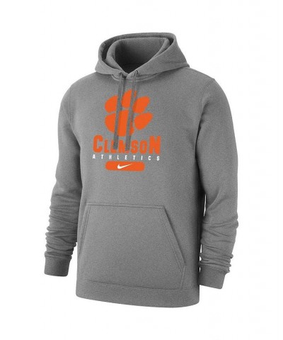 Men's Heathered Gray Clemson Tigers Big and Tall Club Stack Fleece Pullover Hoodie $37.40 Sweatshirt