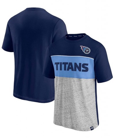 Men's Navy and Heathered Gray Tennessee Titans Colorblock T-shirt $16.00 T-Shirts