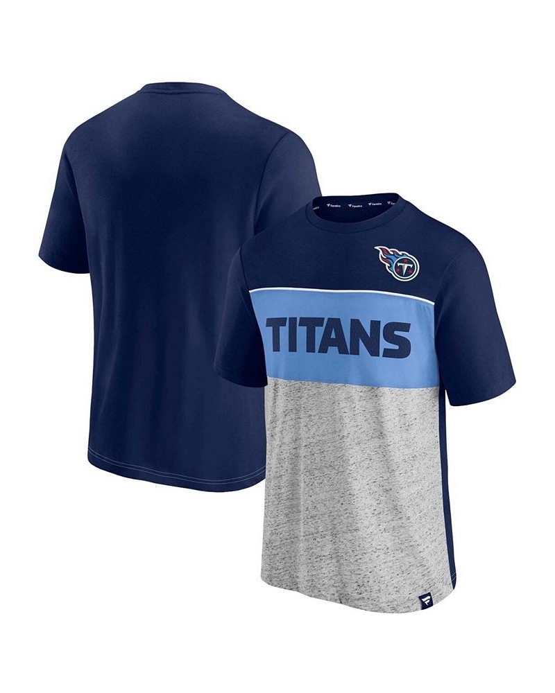 Men's Navy and Heathered Gray Tennessee Titans Colorblock T-shirt $16.00 T-Shirts