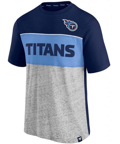 Men's Navy and Heathered Gray Tennessee Titans Colorblock T-shirt $16.00 T-Shirts