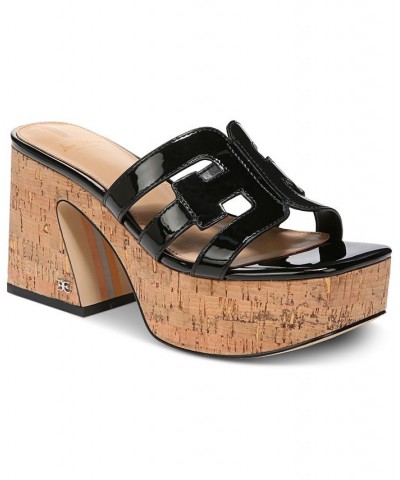 Dev Cork Platform Logo Sandals Black $48.00 Shoes