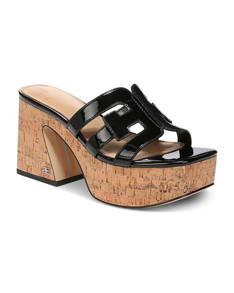 Dev Cork Platform Logo Sandals Black $48.00 Shoes