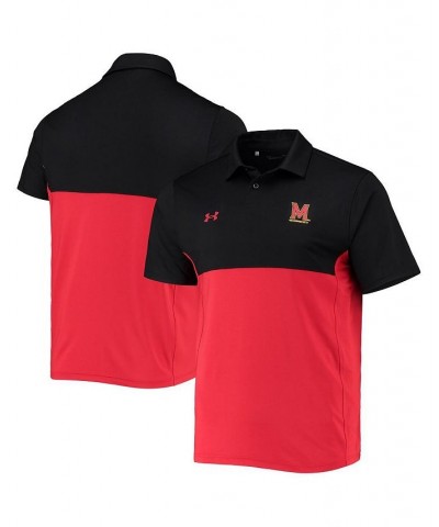 Men's Black, Red Maryland Terrapins 2022 Blocked Coaches Performance Polo Shirt $42.63 Polo Shirts