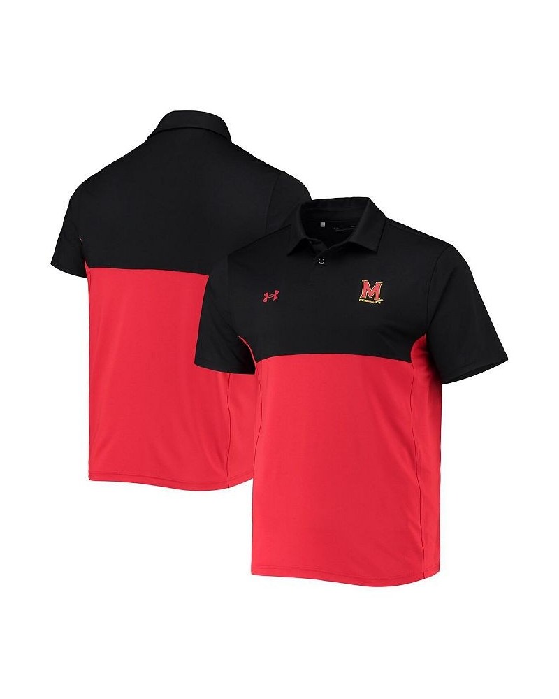 Men's Black, Red Maryland Terrapins 2022 Blocked Coaches Performance Polo Shirt $42.63 Polo Shirts