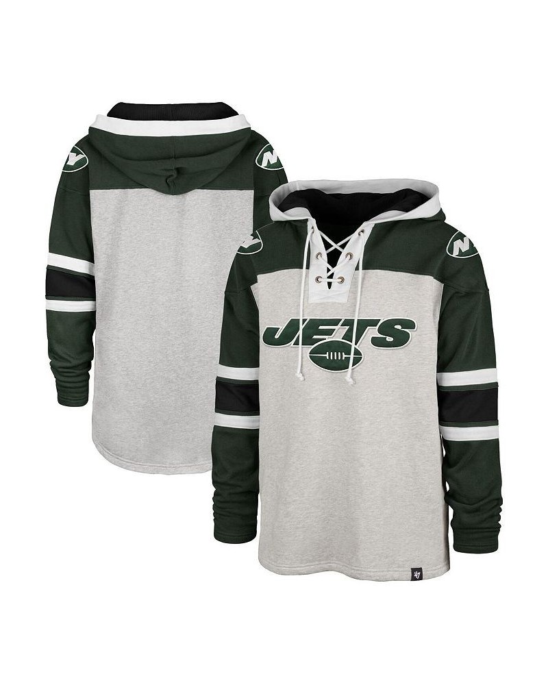 Men's '47 Gray New York Jets Gridiron Lace-Up Pullover Hoodie $37.45 Sweatshirt