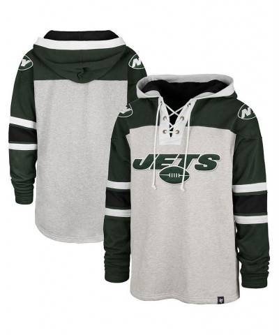 Men's '47 Gray New York Jets Gridiron Lace-Up Pullover Hoodie $37.45 Sweatshirt