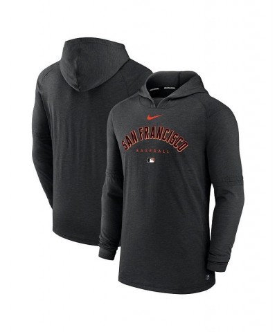 Men's Heather Black San Francisco Giants Authentic Collection Early Work Tri-Blend Performance Pullover Hoodie $40.00 Sweatshirt