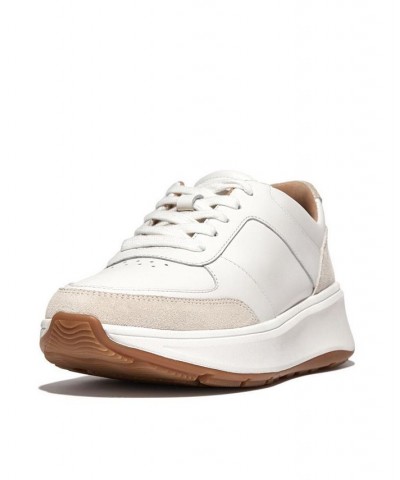 Women's F-Mode Leather or Suede Flatform Trainer Sneakers White $55.50 Shoes