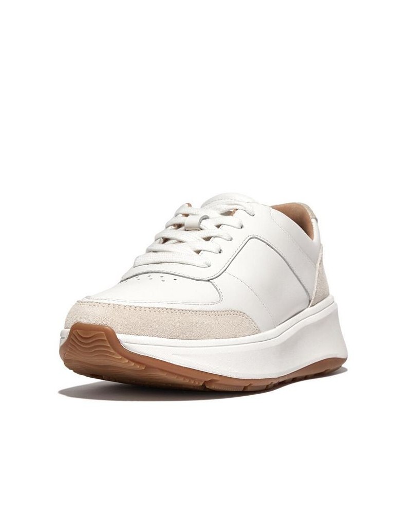 Women's F-Mode Leather or Suede Flatform Trainer Sneakers White $55.50 Shoes