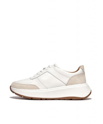 Women's F-Mode Leather or Suede Flatform Trainer Sneakers White $55.50 Shoes