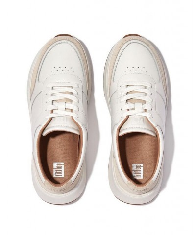 Women's F-Mode Leather or Suede Flatform Trainer Sneakers White $55.50 Shoes