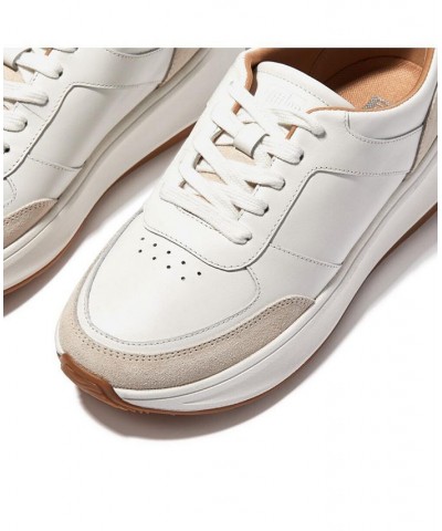 Women's F-Mode Leather or Suede Flatform Trainer Sneakers White $55.50 Shoes