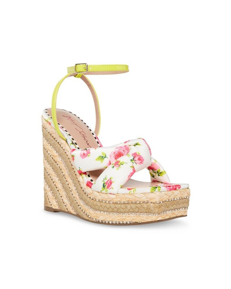 Women's Pansie Floral Wedge Sandals PD03 $53.46 Shoes