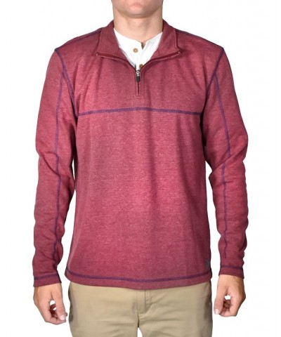 Men's Stretch Quarter-Zip Long-Sleeve Topstitched Sweater PD02 $42.07 Sweaters