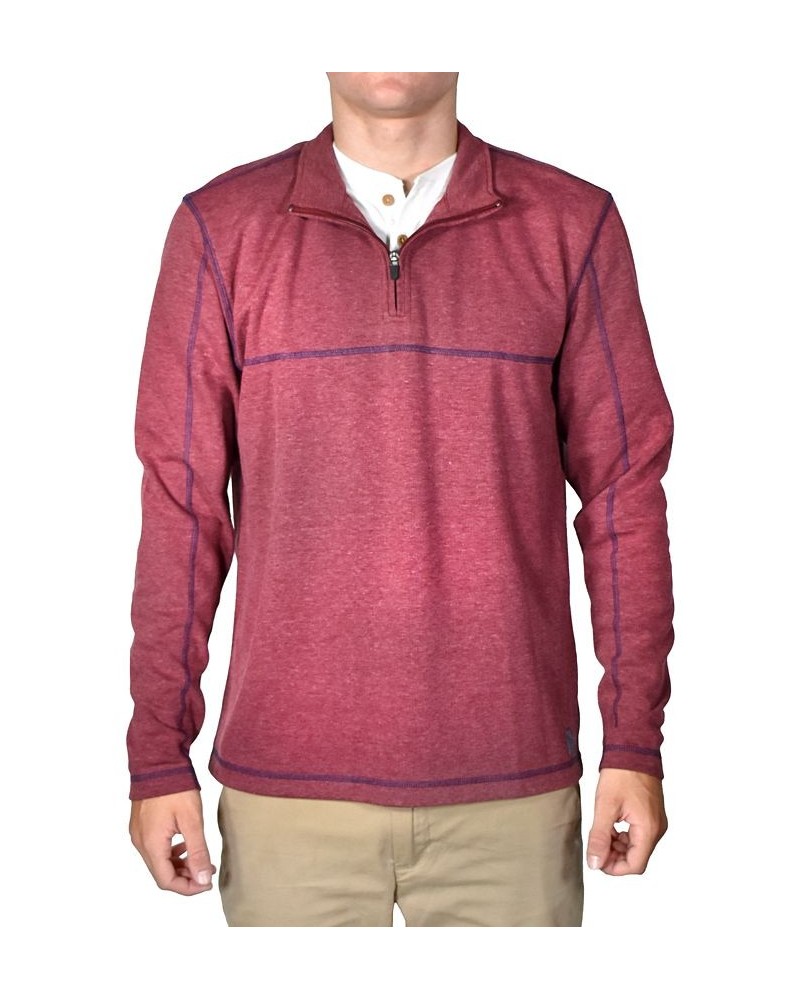 Men's Stretch Quarter-Zip Long-Sleeve Topstitched Sweater PD02 $42.07 Sweaters