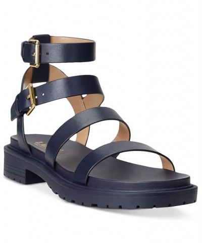 Women's Kayleen Ankle-Strap Flat Sandals Blue $78.00 Shoes