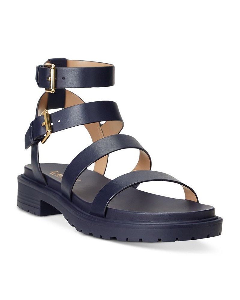 Women's Kayleen Ankle-Strap Flat Sandals Blue $78.00 Shoes