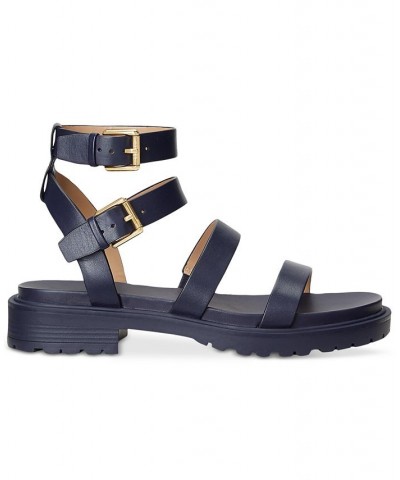 Women's Kayleen Ankle-Strap Flat Sandals Blue $78.00 Shoes