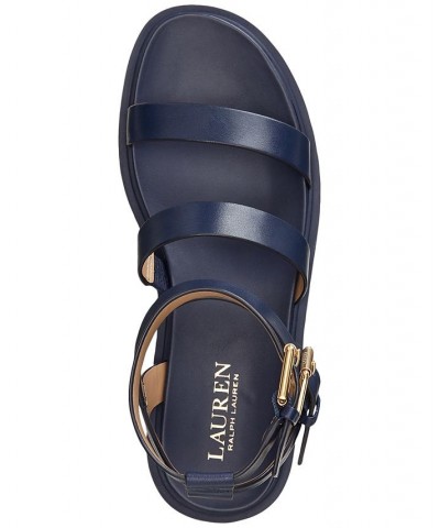 Women's Kayleen Ankle-Strap Flat Sandals Blue $78.00 Shoes