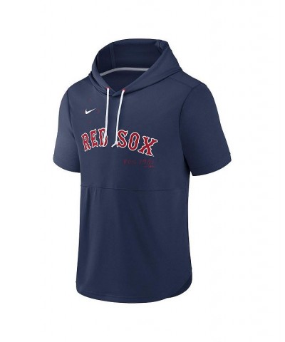 Men's Navy Boston Red Sox Springer Short Sleeve Team Pullover Hoodie $36.39 Sweatshirt